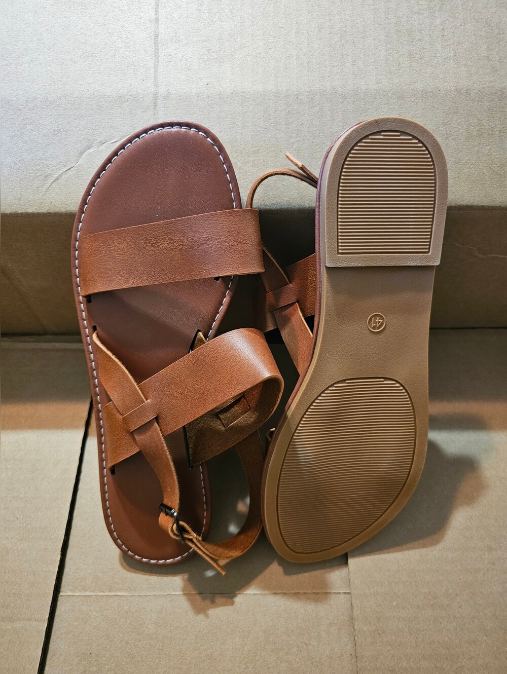 Women’s Brown Strappy Flat Sandals - Casual Summer Comfort